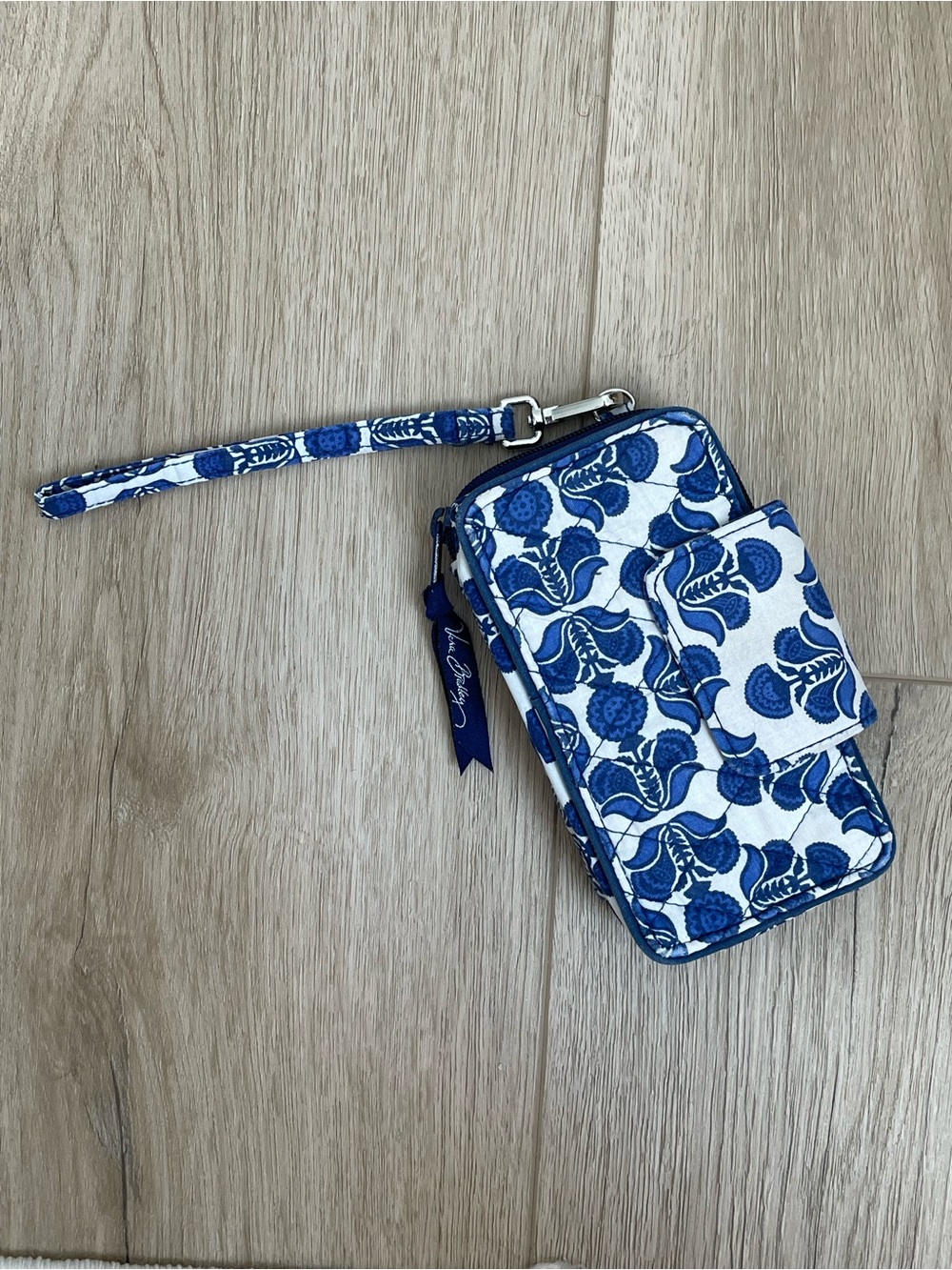 Vera Bradley Blue And White Snap and Zip Wallet Retired Cobalt Tile Pattern